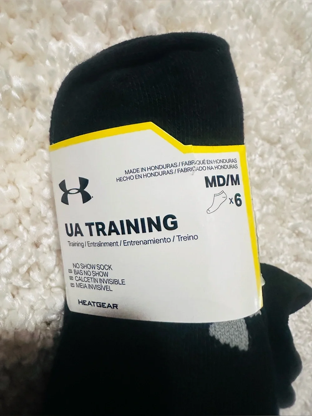 Under Armour✨🖤🤍Black Ribbed Crew Socks -  6 pairs